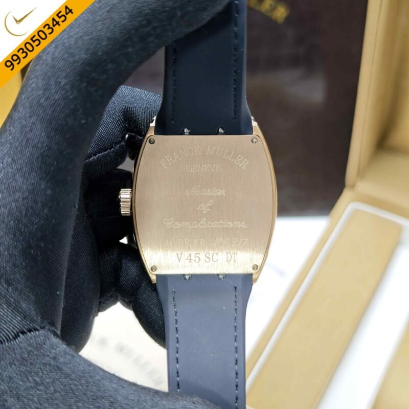 Franck Muller Vanguard Yachting Gold Black Dial Leather Strap Swiss Automatic Watch - Image 4