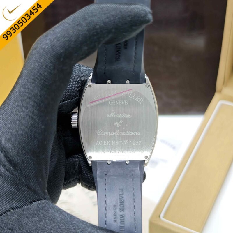 Franck Muller Vanguard Yachting Steel Black Dial Leather Strap Swiss Automatic Watch - Image 4
