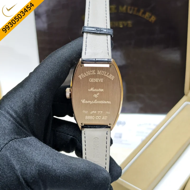 Frank Muller Grand Cintree Curvex Tourbillon White Dial Black Leather Strap Swiss Automatic Watch - Image 4