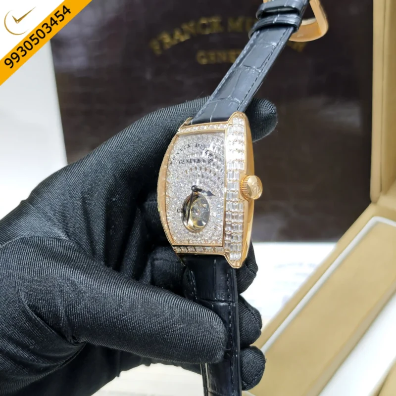 Frank Muller Grand Cintree Curvex Tourbillon White Dial Black Leather Strap Swiss Automatic Watch - Image 2