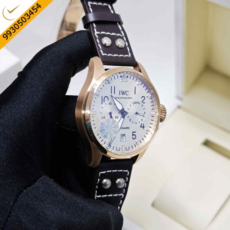 IWC Schaffhausen Big Pilot Top Gun Rose Gold White Dial Swiss Automatic Watch - Image 3