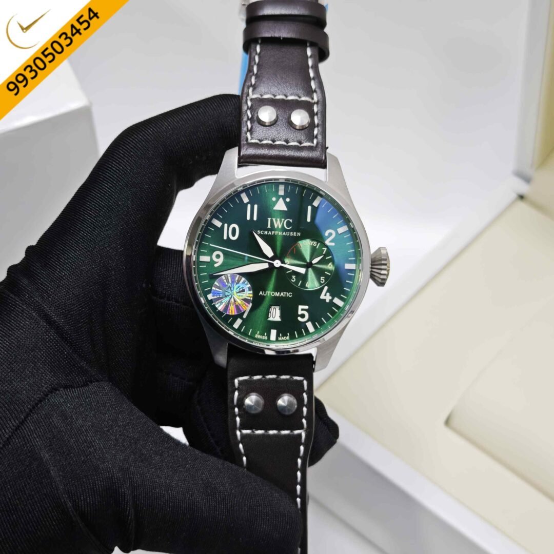 IWC Schaffhausen Big Pilot Top Gun Steel Green Dail Leather Strap Swiss Automatic Watch