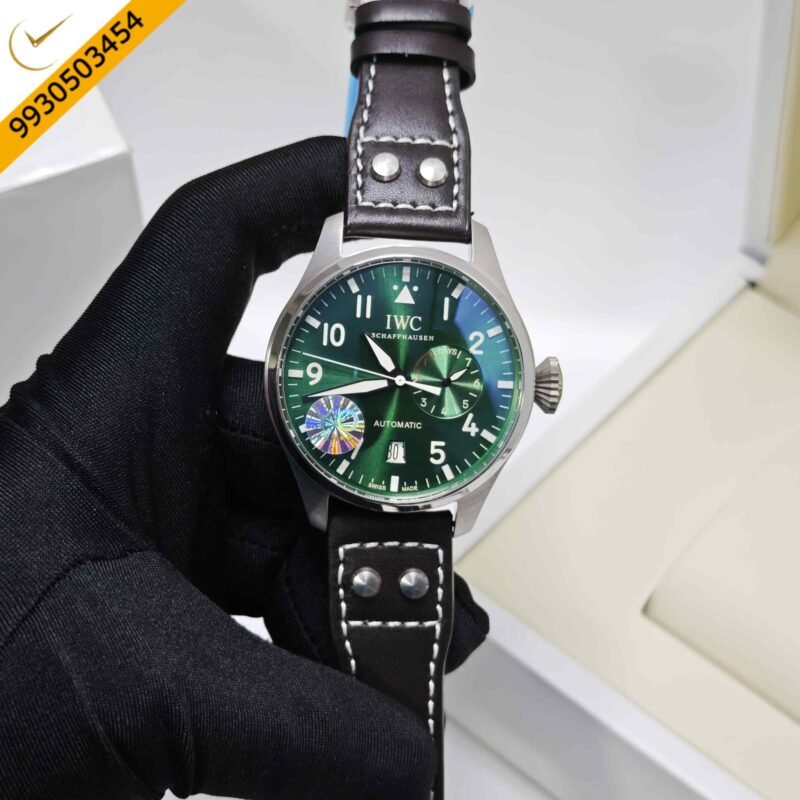 IWC Schaffhausen Big Pilot Top Gun Steel Green Dail Leather Strap Swiss Automatic Watch