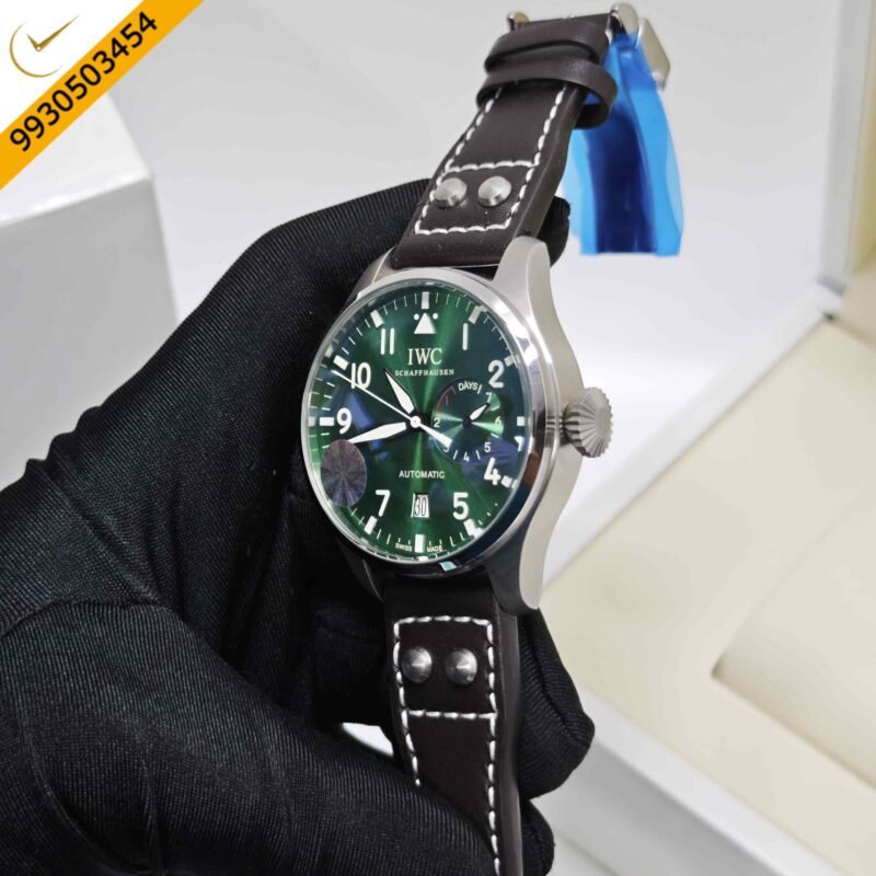 IWC Schaffhausen Big Pilot Top Gun Steel Green Dail Leather Strap Swiss Automatic Watch - Image 2