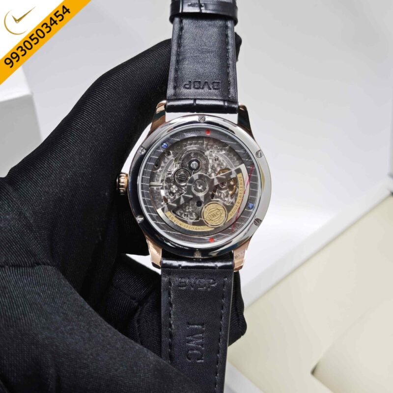 IWC Schaffhausen Portugieser Rose Gold Green Dial Black Leather Strap Swiss Automatic Watch - Image 4