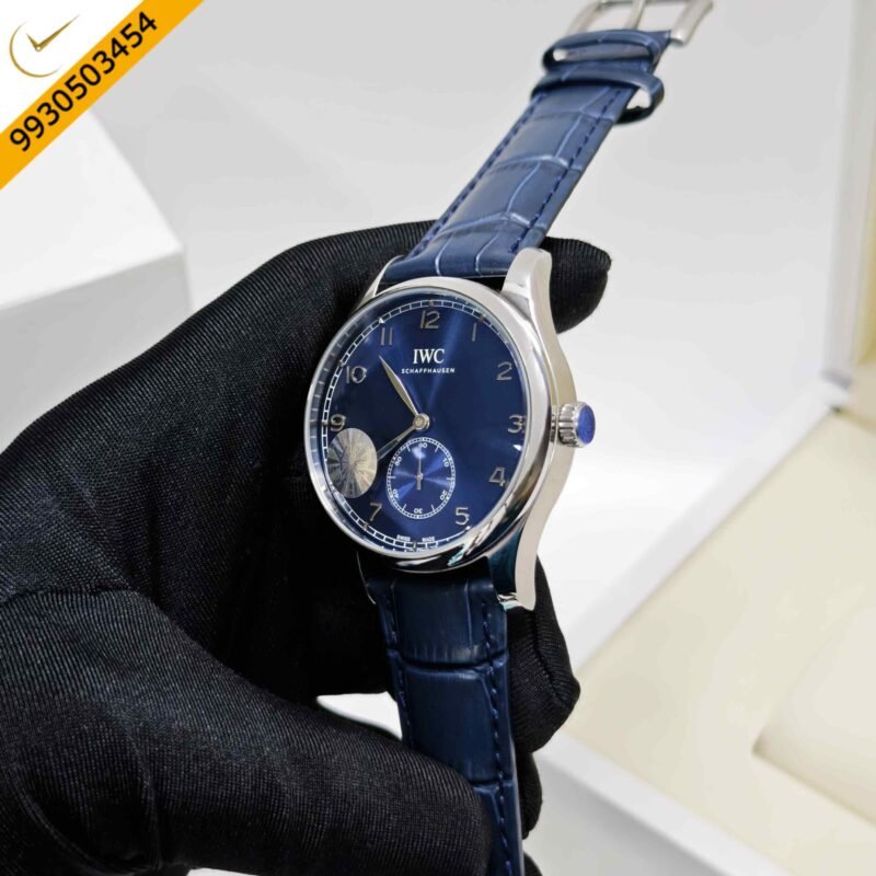 IWC Schaffhausen Portugieser Steel Blue Dial Leather Strap Swiss Automatic Watch - Image 2