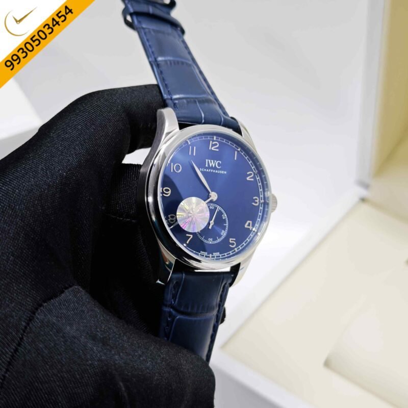 IWC Schaffhausen Portugieser Steel Blue Dial Leather Strap Swiss Automatic Watch - Image 3