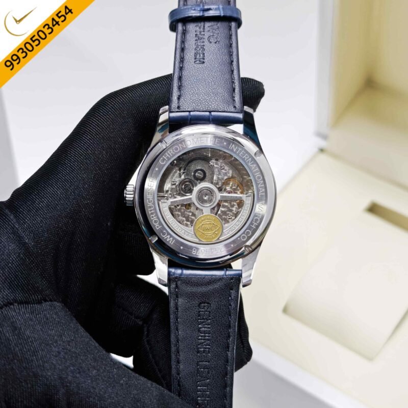 IWC Schaffhausen Portugieser Steel Blue Dial Leather Strap Swiss Automatic Watch - Image 4