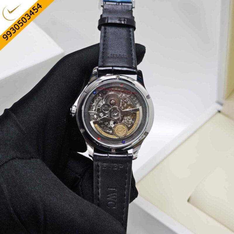IWC Schaffhausen Portugieser Steel Green Dial Black Leather Strap Swiss Automatic Watch - Image 4