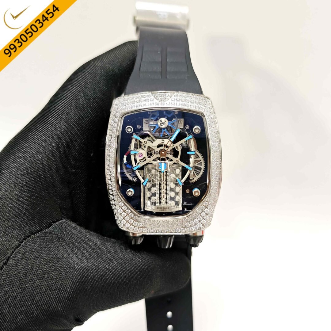Jacob & Co. Bugatti Chiron Tourbillon Diamond Black Rubber Strap Swiss Automatic Watch