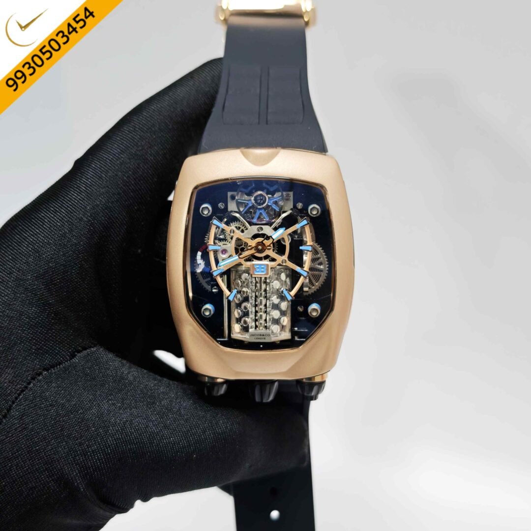 Jacob & Co. Bugatti Chiron Tourbillon Rose Gold Black Rubber Strap Swiss Automatic Watch