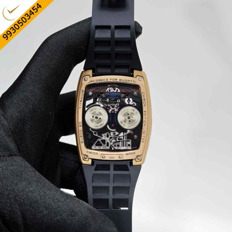 Jacob & Co. Bugatti Chiron Tourbillon Rose Gold Black Rubber Strap Swiss Automatic Watch - Image 5