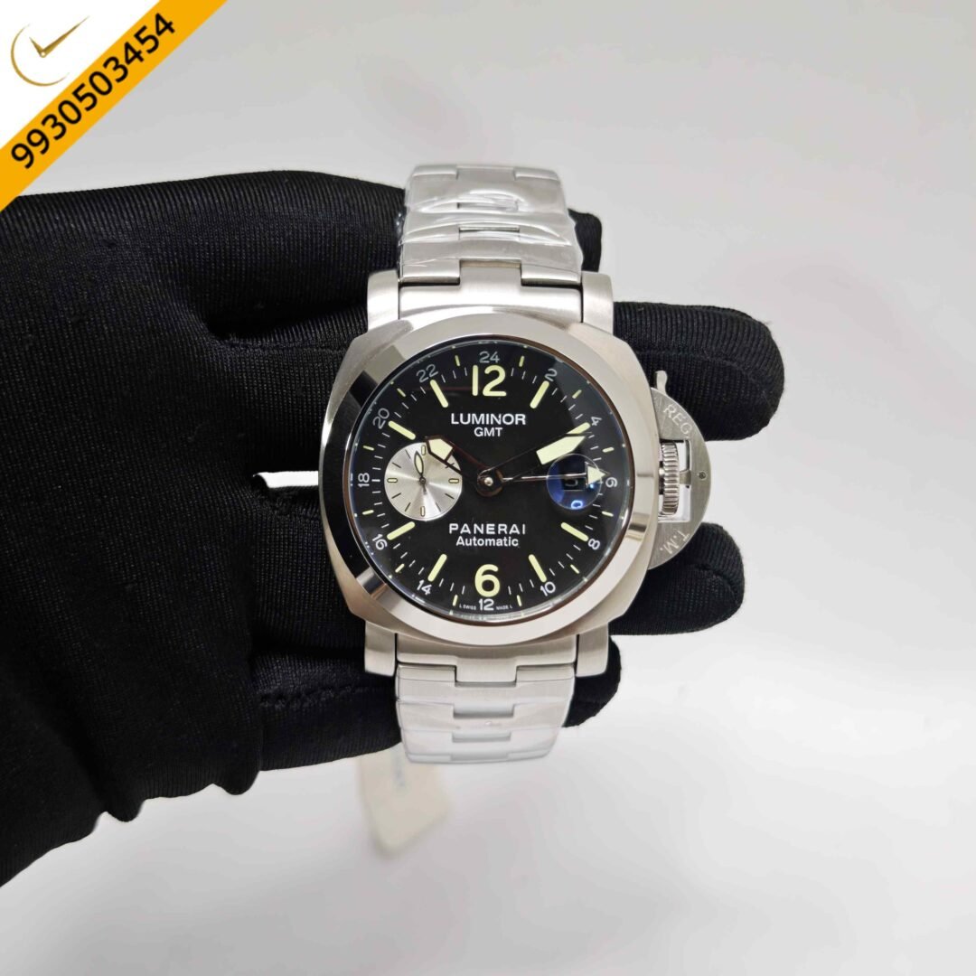 Luminor Panerai GMT PAM 88 Steel Black Dial Stainless Steel Strap Swiss Automatic Watch