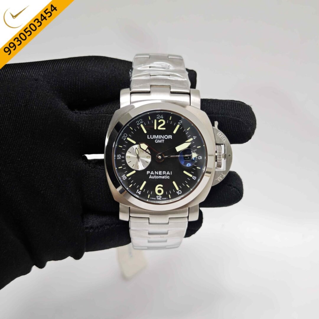 Luminor Panerai GMT PAM 88 Steel Black Dial Stainless Steel Strap Swiss Automatic Watch