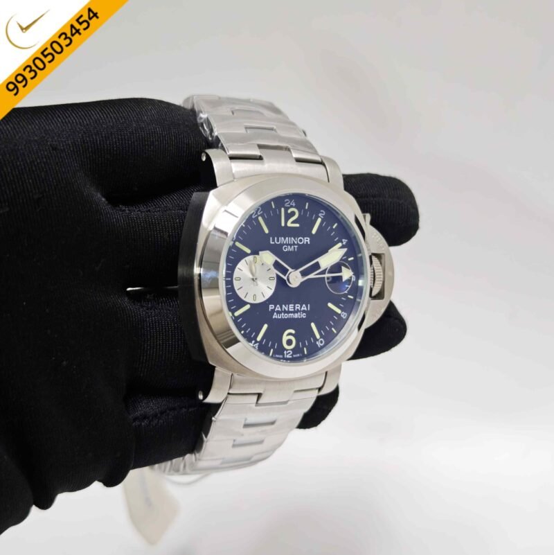 Luminor Panerai GMT PAM 88 Steel Black Dial Stainless Steel Strap Swiss Automatic Watch - Image 3