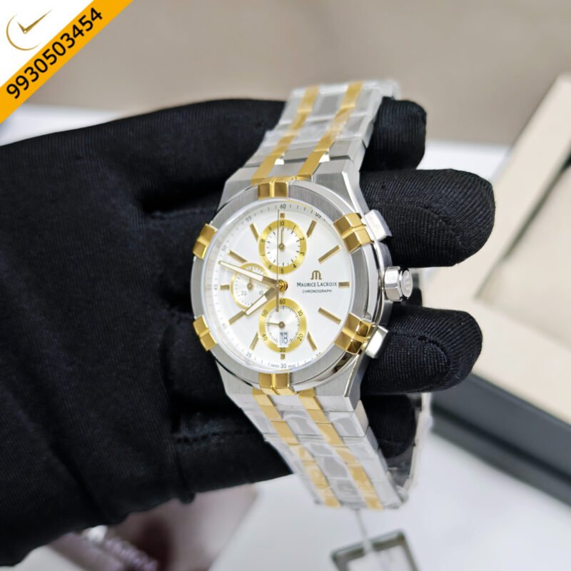 Maurice Lacroix Aikon Chronograph Steel White Dial Dual Tone Swiss Watch - Image 2