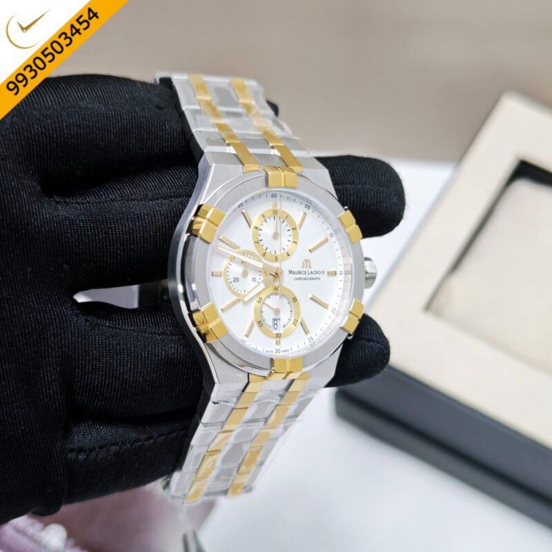 Maurice Lacroix Aikon Chronograph Steel White Dial Dual Tone Swiss Watch - Image 3