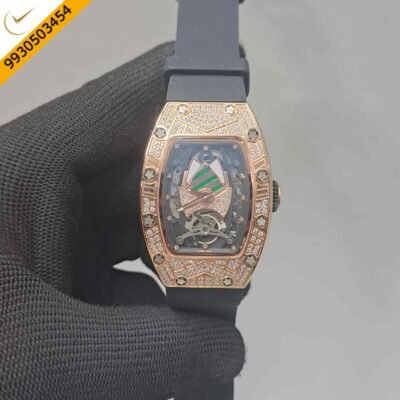 Richard Mille RM 71-01 Automatic Tourbillon Talisman Diamond Rose Gold Black Rubber Strap Swiss Automatic Watch