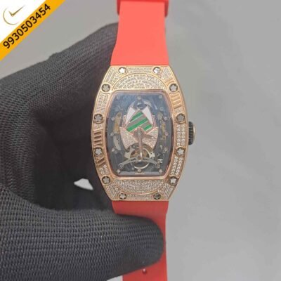 Richard Mille RM 71-01 Automatic Tourbillon Talisman Diamond Rose Gold Red Rubber Strap Swiss Automatic Watch