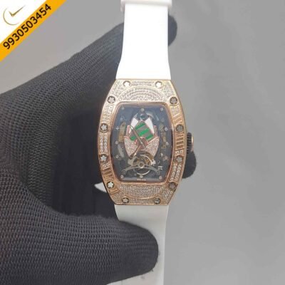 Richard Mille RM 71-01 Automatic Tourbillon Talisman Diamond Silver White Rubber Strap Swiss Automatic Watch
