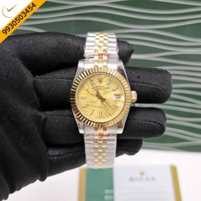 Rolex Date-Just Dual Tone Golden Dial Stick Marker Swiss Automatic Watch