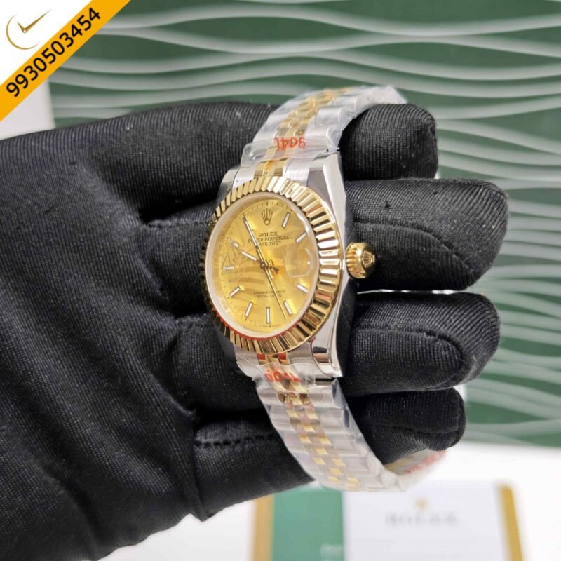 Rolex Date-Just Dual Tone Golden Dial Stick Marker Swiss Automatic Watch - Image 2