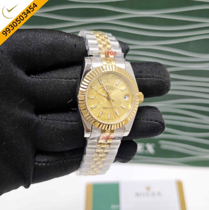 Rolex Date-Just Dual Tone Golden Dial Stick Marker Swiss Automatic Watch - Image 3