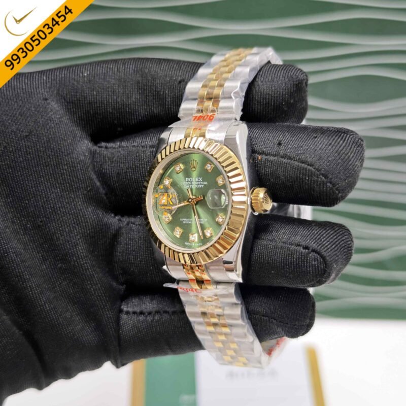 Rolex Date-Just Dual Tone Green Dial Diamond Marker Swiss Automatic Watch - Image 2