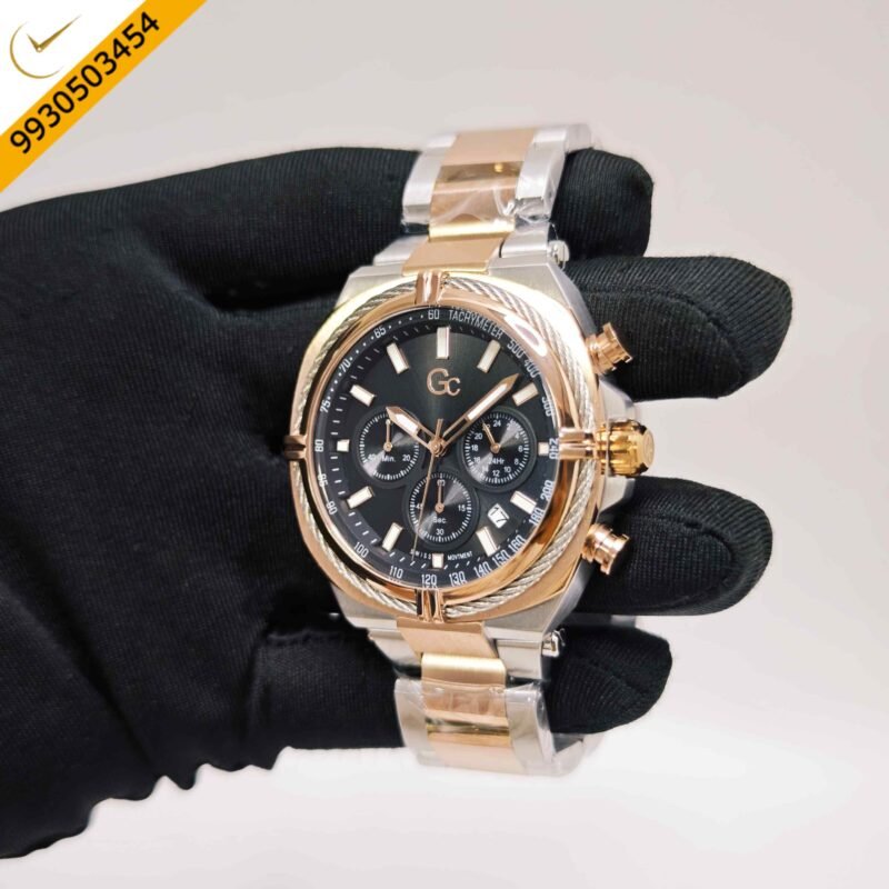 Guess IronClass Chronograph Rose Gold steel Black Dial Dual Tone Strap Swiss Automatic Watch - Image 2