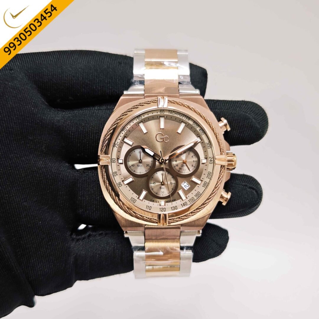Guess IronClass Chronograph Rose Gold steel Brown Dial Dual Tone Strap Swiss Automatic Watch