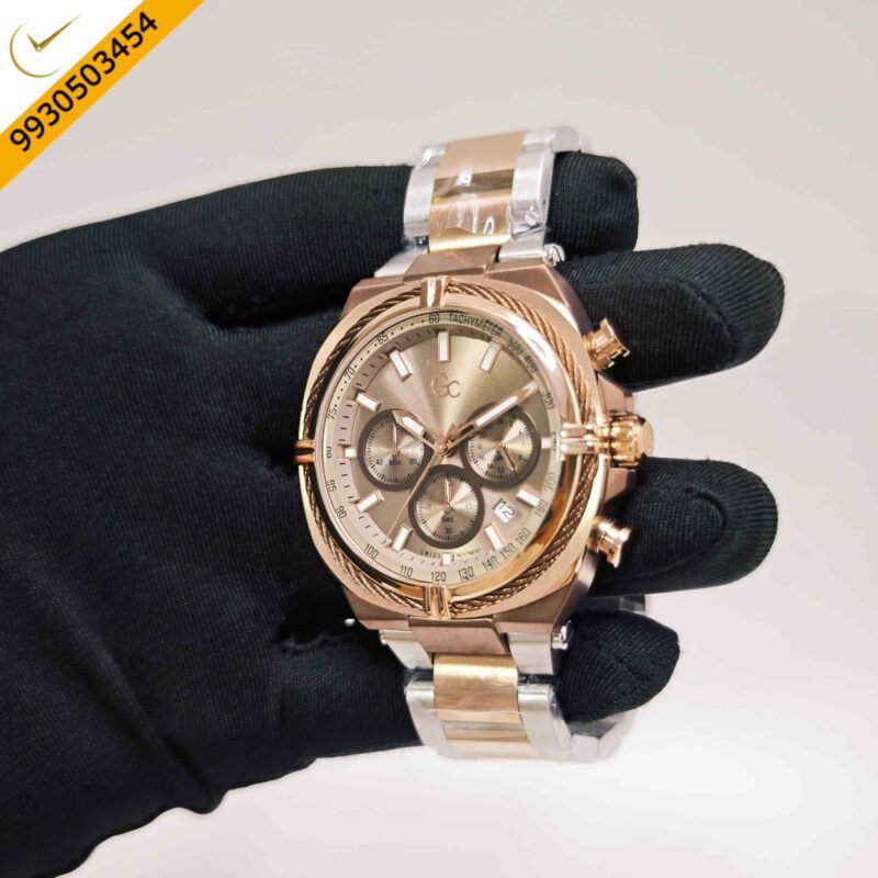 Guess IronClass Chronograph Rose Gold steel Brown Dial Dual Tone Strap Swiss Automatic Watch - Image 2