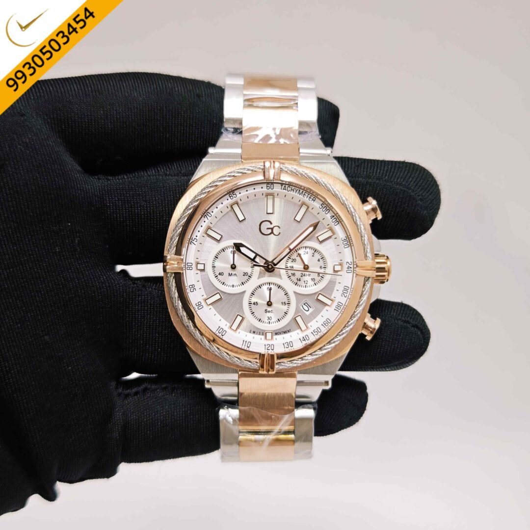Guess IronClass Chronograph Rose Gold steel White Dial Dual Tone Strap Swiss Automatic Watch