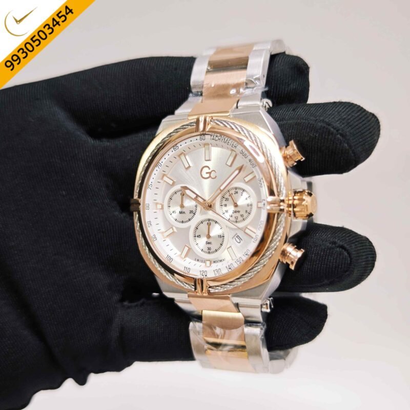 Guess IronClass Chronograph Rose Gold steel White Dial Dual Tone Strap Swiss Automatic Watch - Image 2