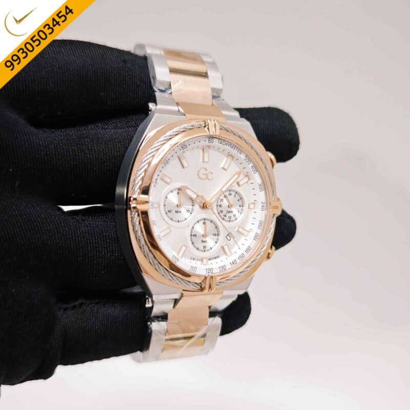 Guess IronClass Chronograph Rose Gold steel White Dial Dual Tone Strap Swiss Automatic Watch - Image 3