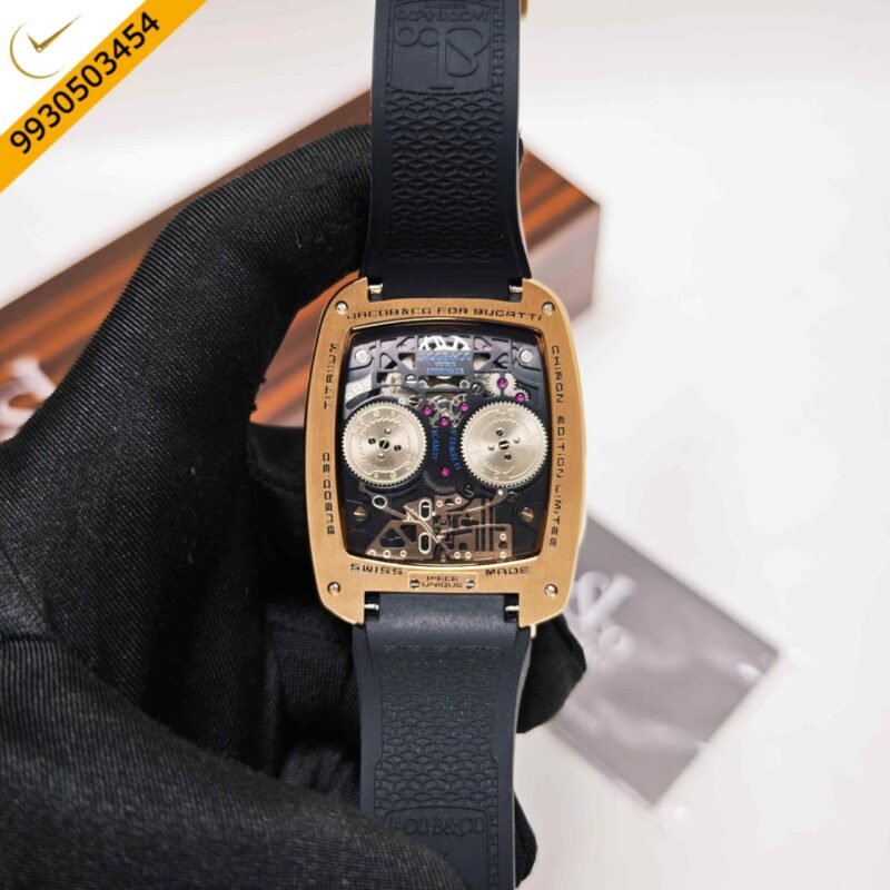 Jacob & Co. Bugatti Chiron Tourbillon Shine Rose Gold Black Rubber Strap Swiss Automatic Watch - Image 5