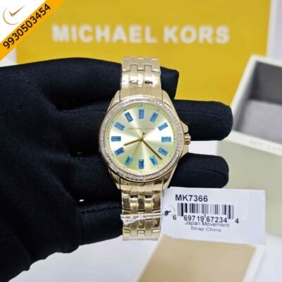 MICHAEL KORS Mini Pilot Pave MK7366 Gold Dial Swiss Watch