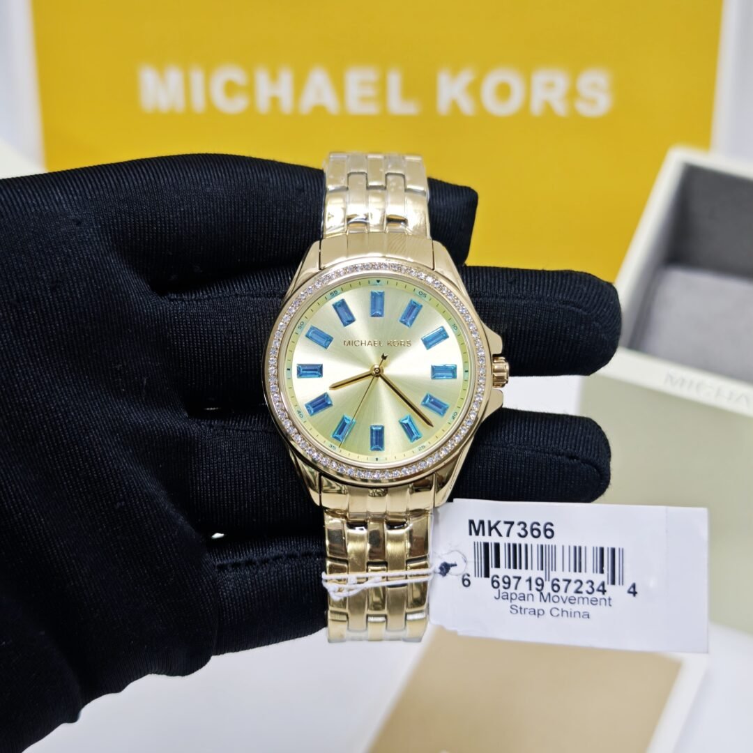 MICHAEL KORS Mini Pilot Pave MK7366 Gold Dial Swiss Watch