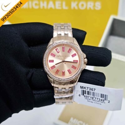 MICHAEL KORS Mini Pilot Pave MK7367 Rose Gold Dial Swiss Watch