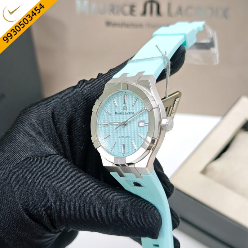Maurice Lacroix Aikon Venturer Silver Tiffany Blue Dial Rubber Strap Swiss Automatic Watch - Image 2