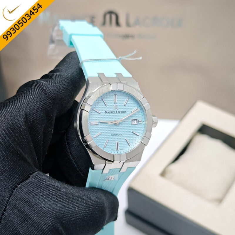 Maurice Lacroix Aikon Venturer Silver Tiffany Blue Dial Rubber Strap Swiss Automatic Watch - Image 3