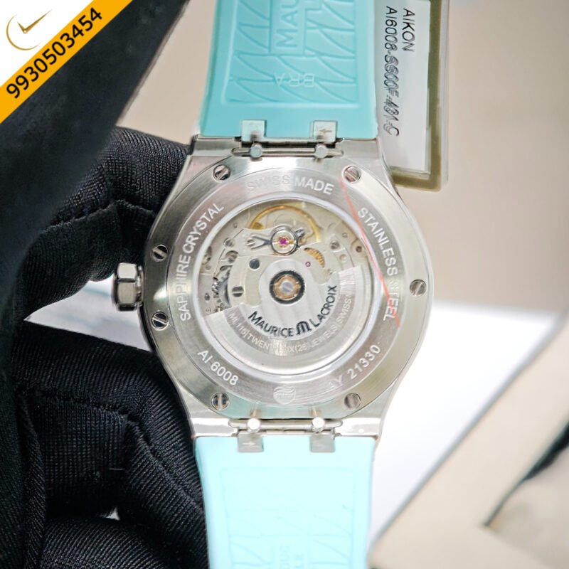 Maurice Lacroix Aikon Venturer Silver Tiffany Blue Dial Rubber Strap Swiss Automatic Watch - Image 4