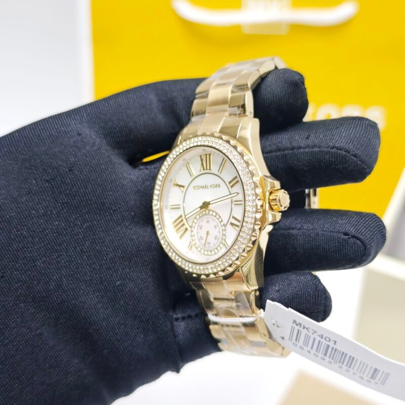 Michael Kors Everest Mother-Of-Pearl MK7401 Golden White Diamond Dial Swiss Watch - Image 2
