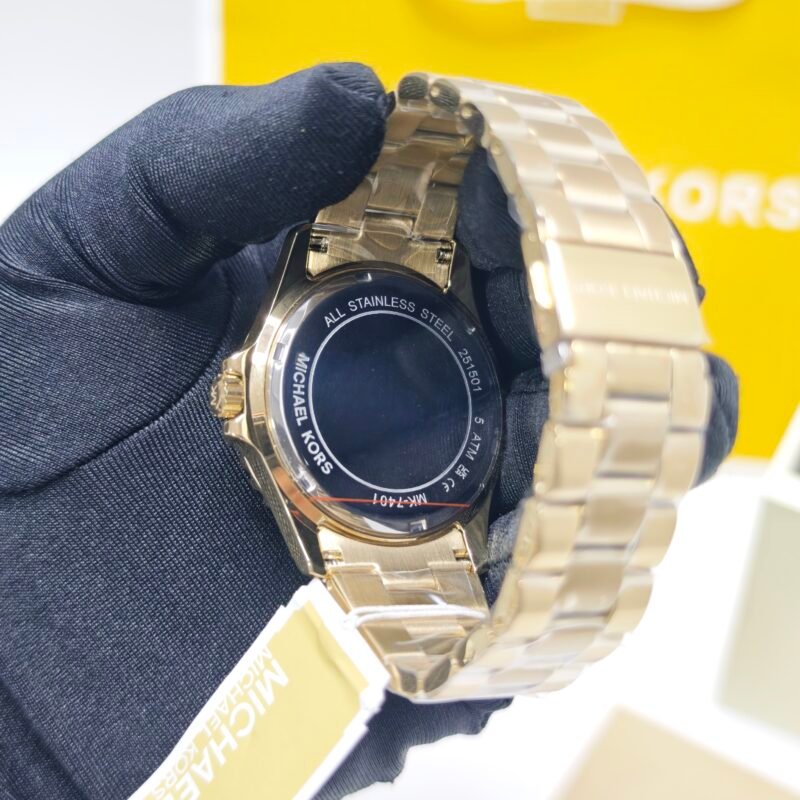Michael Kors Everest Mother-Of-Pearl MK7401 Golden White Diamond Dial Swiss Watch - Image 4