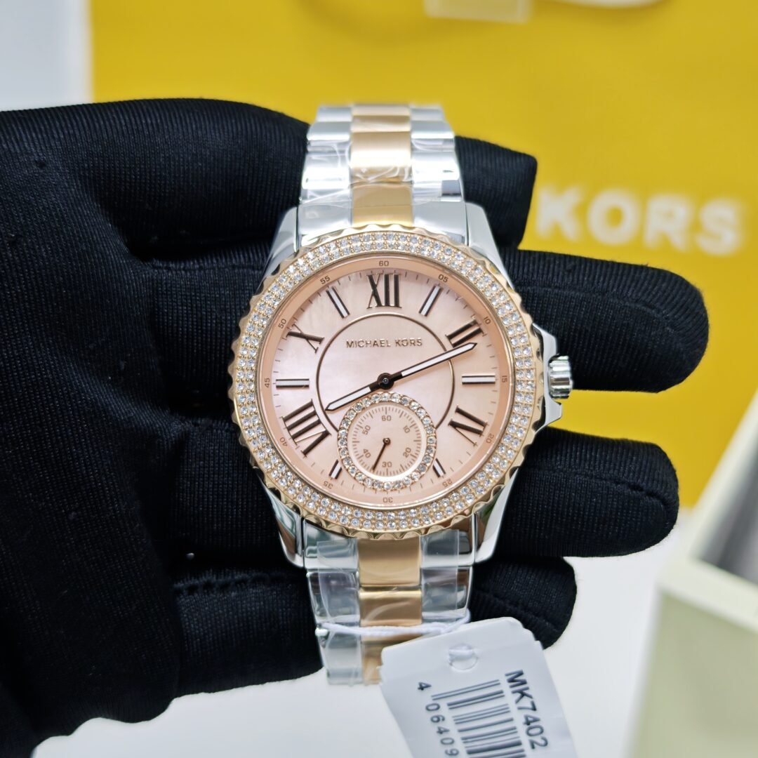 Michael Kors Everest Mother-Of-Pearl MK7402 Steel Rose Gold Diamond Dial Swiss Watch