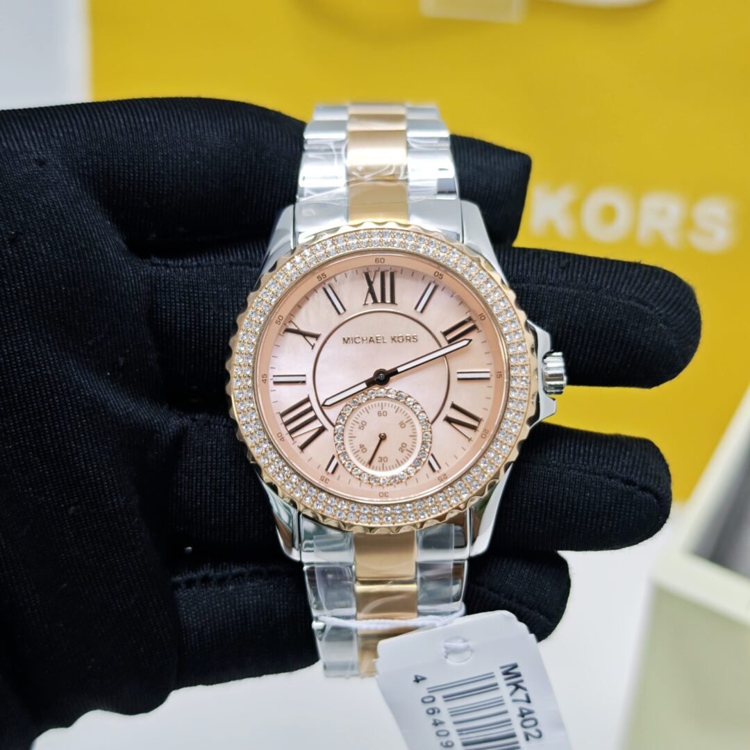 Michael Kors Everest Mother-Of-Pearl MK7402 Steel Rose Gold Diamond Dial Swiss Watch