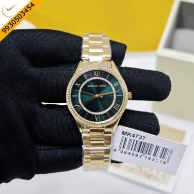 Michael Kors Lauryn MK4737 Golden Green Diamond Dial Swiss Watch