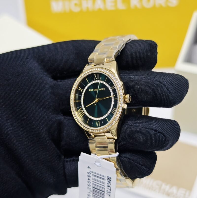 Michael Kors Lauryn MK4737 Golden Green Diamond Dial Swiss Watch - Image 2