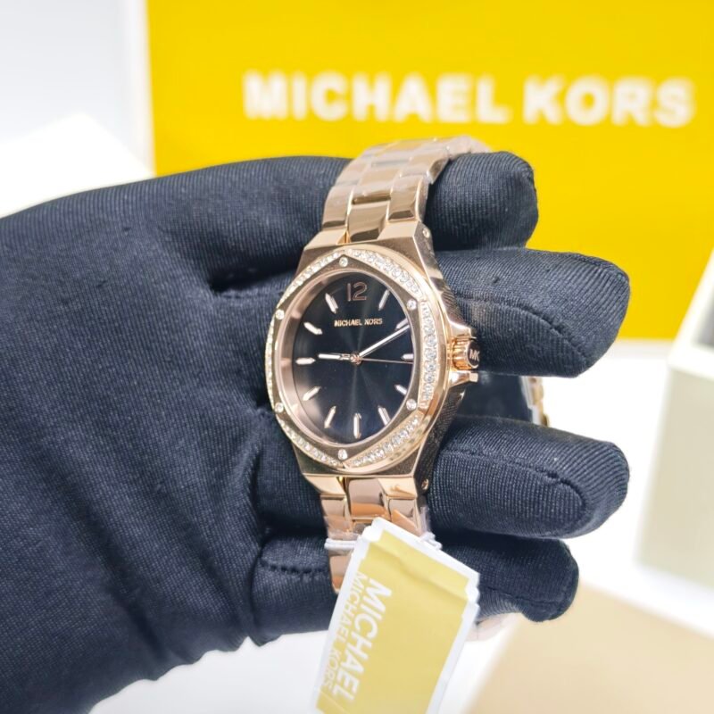 Michael Kors Lennox MK7233 Rose Gold Black Dial Rose Gold Strap Swiss Watch - Image 2