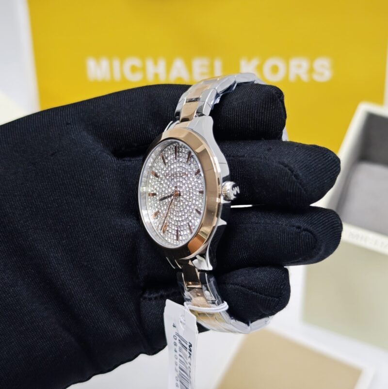 Michael Kors MK1045 Rose Gold White Diamond Dial Dual Tone Swiss Watch - Image 2