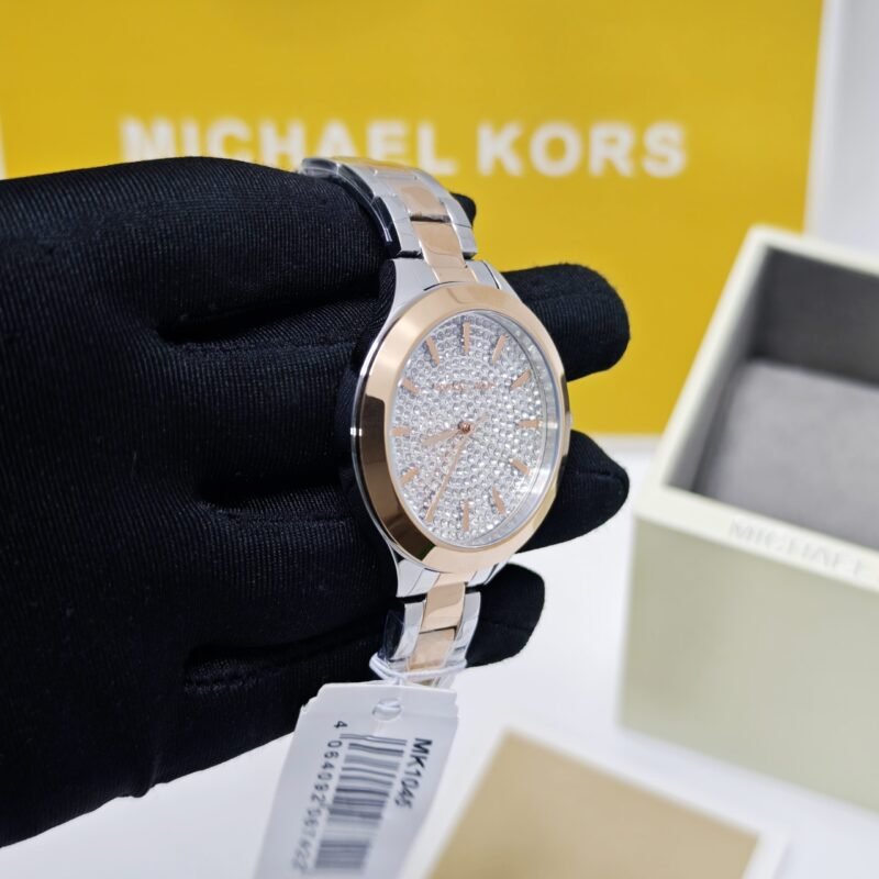 Michael Kors MK1045 Rose Gold White Diamond Dial Dual Tone Swiss Watch - Image 3